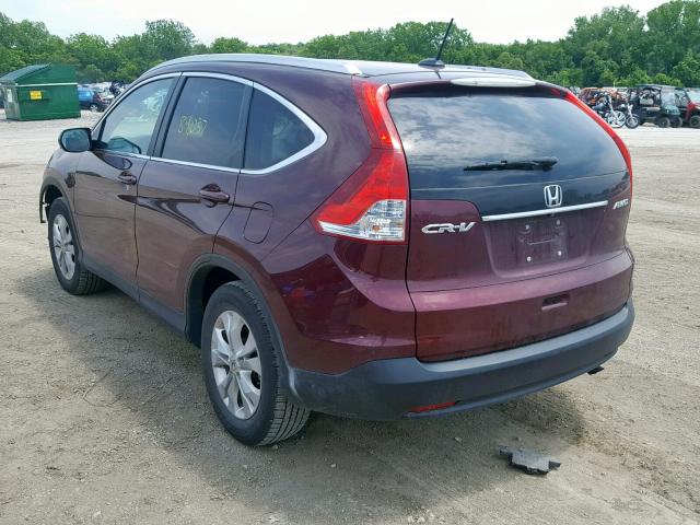 5J6RM4H7XEL055401 - 2014 HONDA CR-V EXL MAROON photo 3