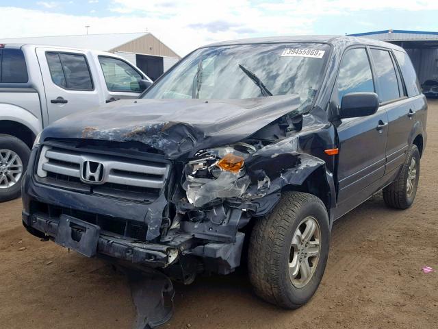 2HKYF18156H507721 - 2006 HONDA PILOT LX BLACK photo 2