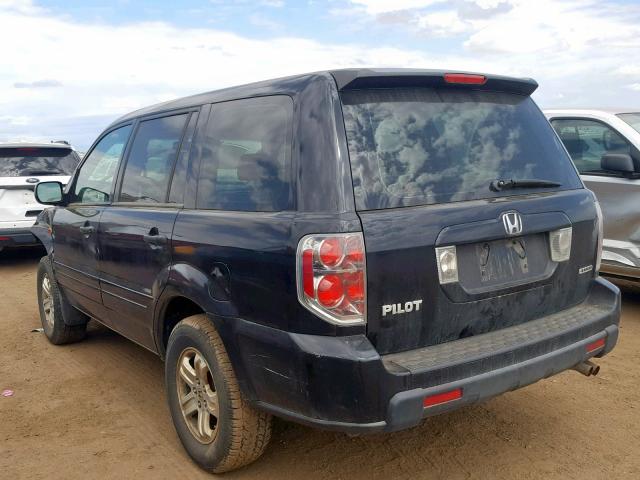 2HKYF18156H507721 - 2006 HONDA PILOT LX BLACK photo 3