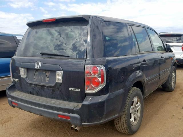 2HKYF18156H507721 - 2006 HONDA PILOT LX BLACK photo 4