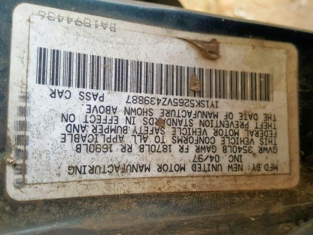 1Y1SK5265VZ439887 - 1997 GEO PRIZM BASE GREEN photo 10