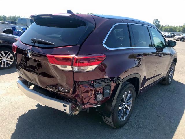 5TDJZRFH4JS838980 - 2018 TOYOTA HIGHLANDER MAROON photo 4