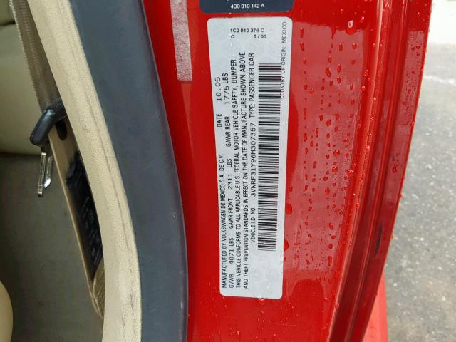 3VWRF31Y96M307357 - 2006 VOLKSWAGEN NEW BEETLE Qırmızı foto 10