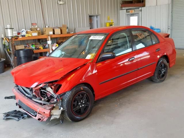 1HGES16385L006689 - 2005 HONDA CIVIC DX V RED photo 2