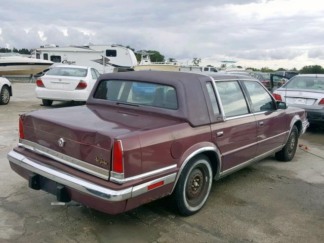 1C3XY66R4LD773765 - 1990 CHRYSLER NEW YORKER MAROON photo 4