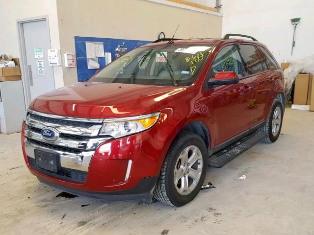 2FMDK3JC2EBB64180 - 2014 FORD EDGE SEL RED photo 2