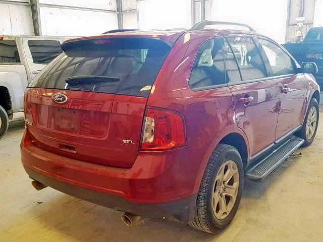 2FMDK3JC2EBB64180 - 2014 FORD EDGE SEL RED photo 4