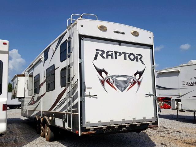 4YDF36524CR800392 - 2012 KEYSTONE RAPTOR WHITE photo 3