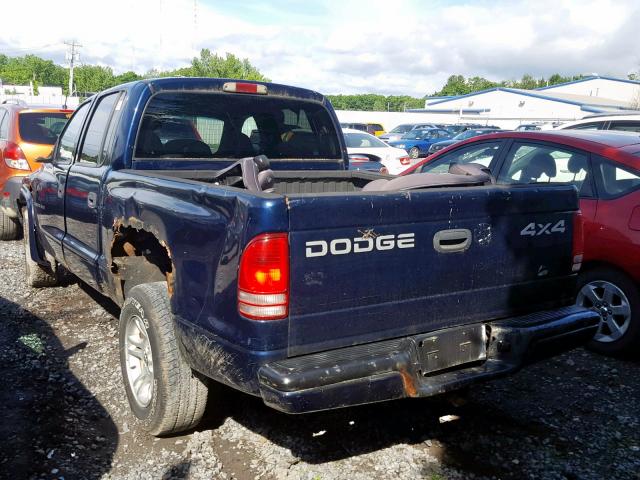 1B7HG38N92S626184 - 2002 DODGE DAKOTA QUA BLUE photo 3