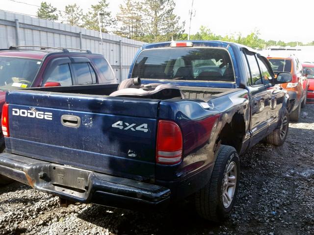 1B7HG38N92S626184 - 2002 DODGE DAKOTA QUA BLUE photo 4