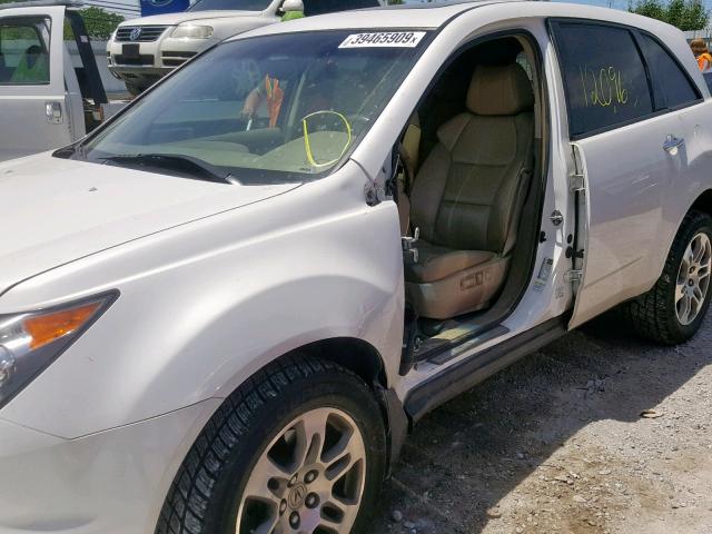 2HNYD28298H532986 - 2008 ACURA MDX WHITE photo 9