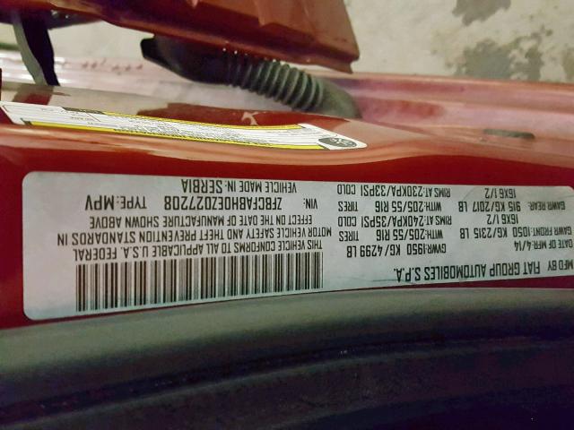 ZFBCFABH0EZ027208 - 2014 FIAT 500L EASY RED photo 10