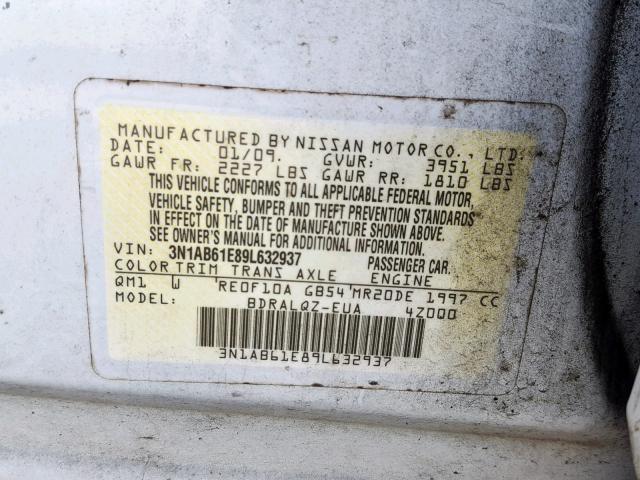 3N1AB61E89L632937 - 2009 NISSAN SENTRA 2.0 WHITE photo 10