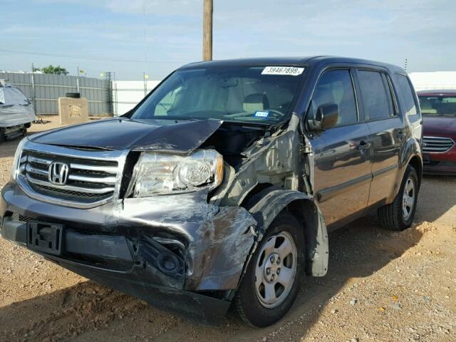 5FNYF4H27EB004554 - 2014 HONDA PILOT LX GRAY photo 2