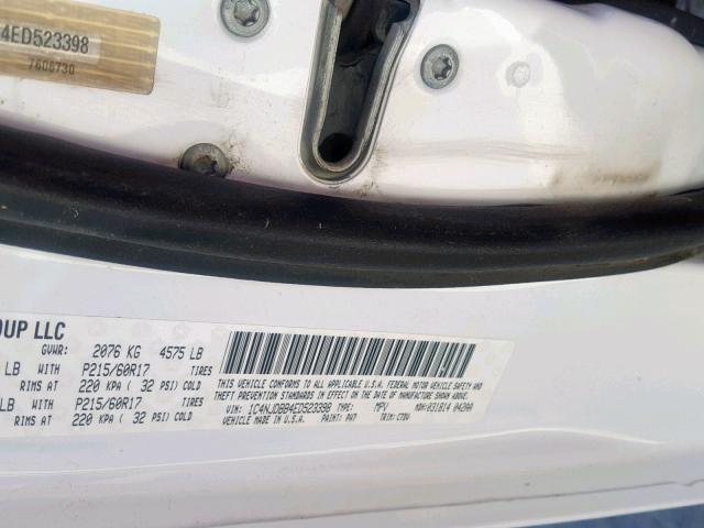 1C4NJDBB4ED523398 - 2014 JEEP COMPASS SP Ақ фото 10