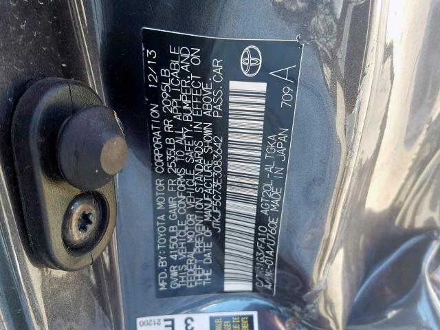 JTKJF5C73E3083642 - 2014 TOYOTA SCION TC ნაცრისფერი ფოტო 10