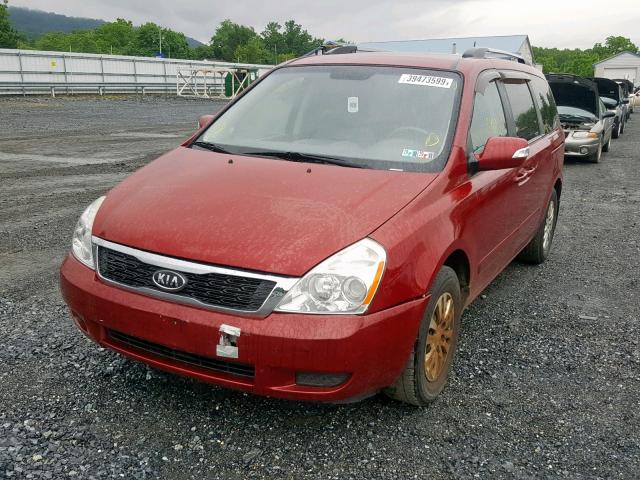 KNDMG4C79C6465715 - 2012 KIA SEDONA LX RED photo 2