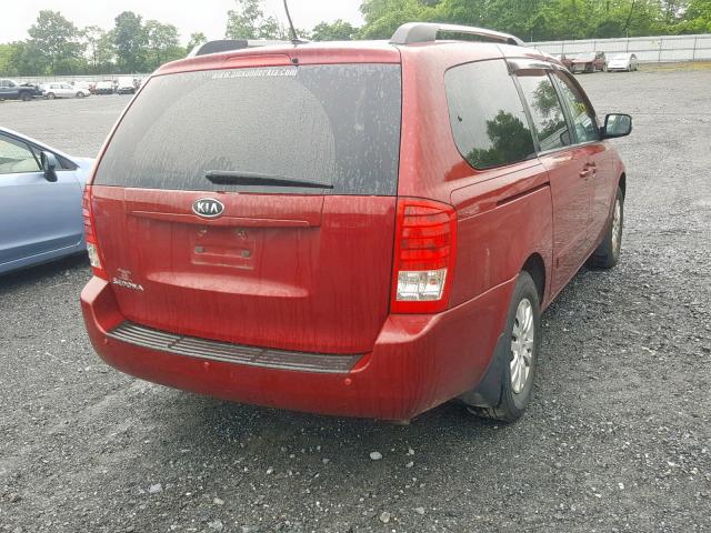 KNDMG4C79C6465715 - 2012 KIA SEDONA LX RED photo 4