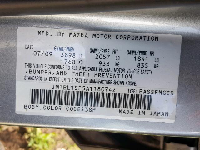 JM1BL1SF5A1180742 - 2010 MAZDA 3 I SILVER photo 10