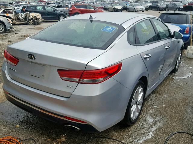 5XXGU4L38GG098445 - 2016 KIA OPTIMA EX SILVER photo 4