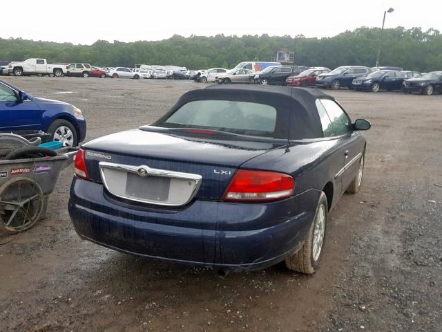 1C3EL55RX4N127675 - 2004 CHRYSLER SEBRING LX BLUE photo 4