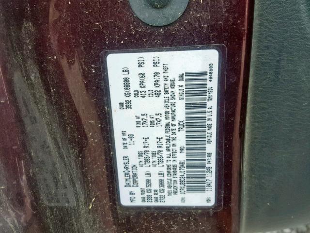 1D7KU28D24J173461 - 2004 DODGE RAM 2500 S MAROON photo 10