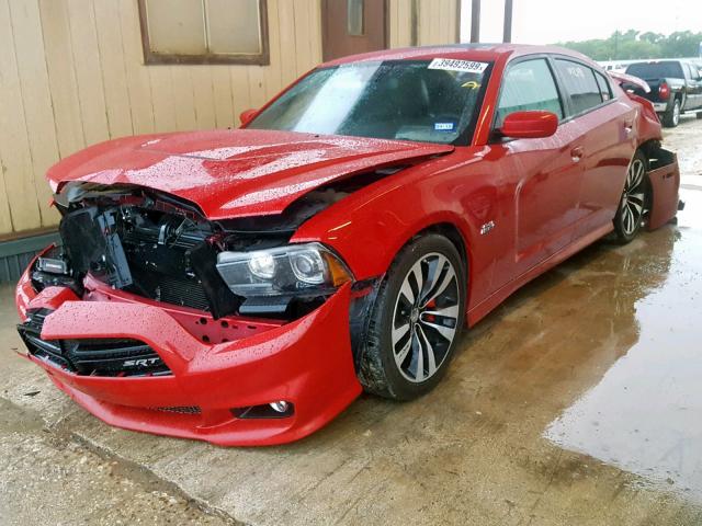 2C3CDXEJ7DH507480 - 2013 DODGE CHARGER SR RED photo 2