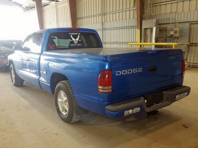 1B7FL22P5WS704182 - 1998 DODGE DAKOTA BLUE photo 3