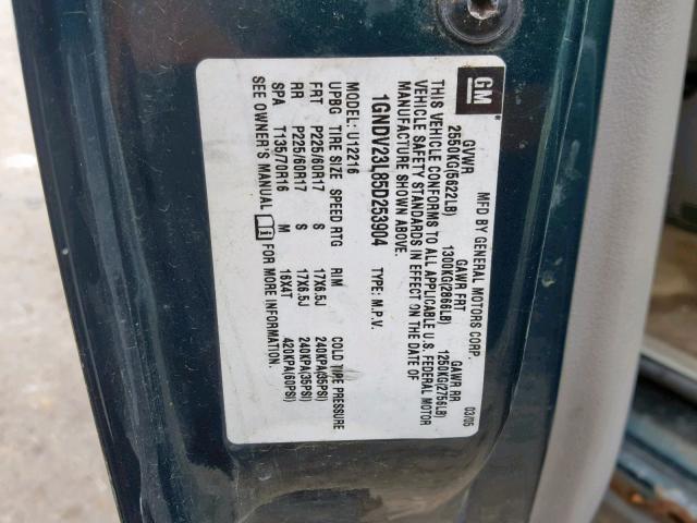 1GNDV23L85D253904 - 2005 CHEVROLET UPLANDER L 绿色 照片 10