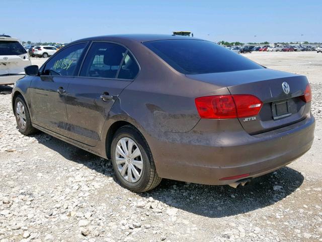 3VW2K7AJ3BM085013 - 2011 VOLKSWAGEN JETTA BASE BROWN photo 3