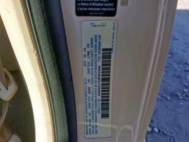 3VWCM31Y04M351546 - 2004 VOLKSWAGEN NEW BEETLE კრემისფერი ფოტო 10