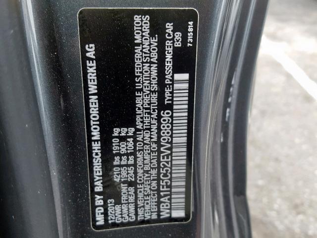 WBA1F5C52EVV98896 - 2014 BMW 228 I GRAY photo 10