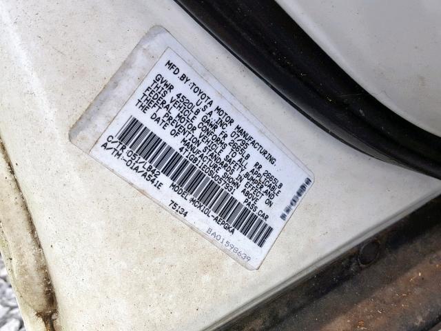 4T1GB11E0SU057931 - 1995 TOYOTA AVALON XLS WHITE photo 10