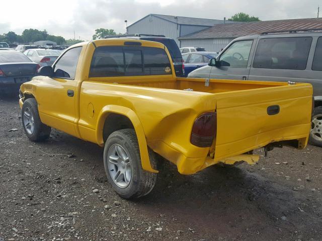 1B7GL26Z2XS118542 - 1999 DODGE DAKOTA YELLOW photo 3