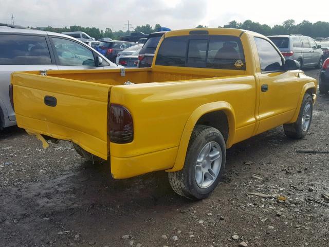 1B7GL26Z2XS118542 - 1999 DODGE DAKOTA YELLOW photo 4