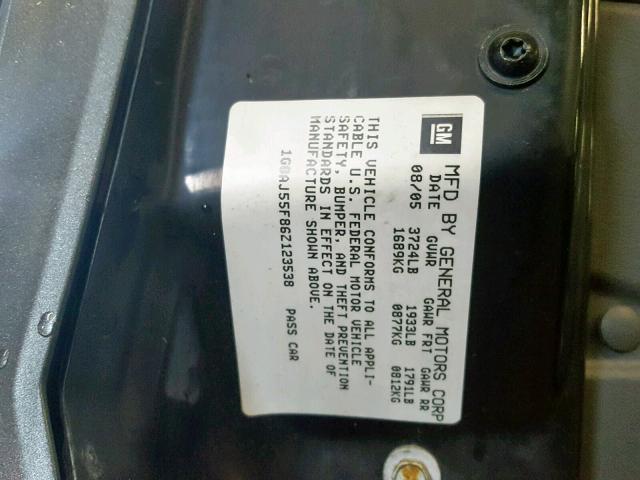 1G8AJ55F86Z123538 - 2006 SATURN ION LEVEL GRAY photo 10