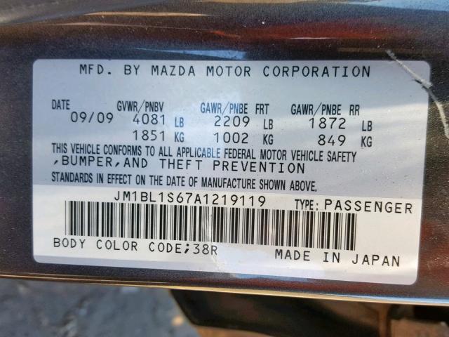 JM1BL1S67A1219119 - 2010 MAZDA 3 S GRAY photo 10