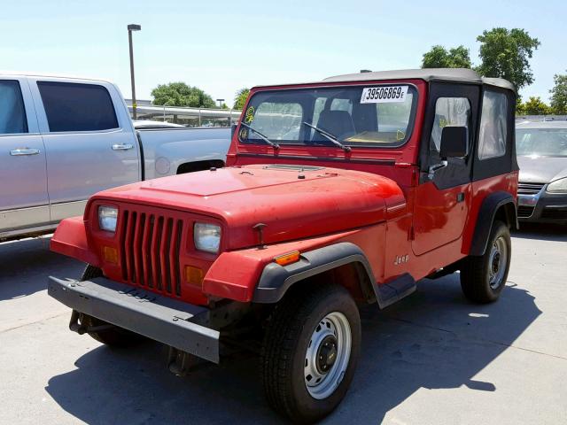 1J4FY19P3SP304257 - 1995 JEEP WRANGLER / RED photo 2