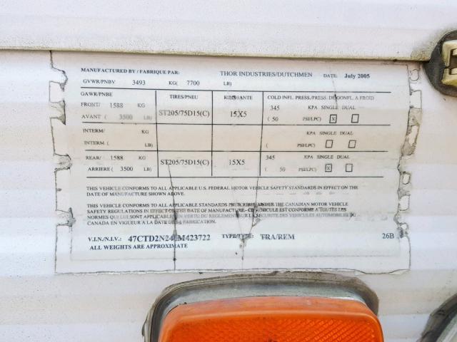 47CTD2N246M423722 - 2006 DUTC LITE WHITE photo 10