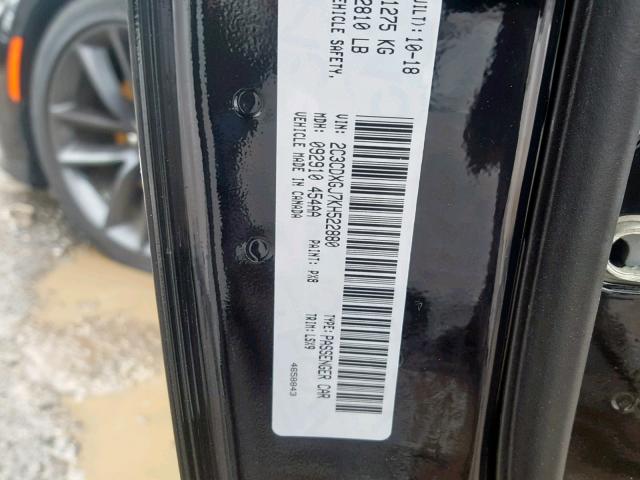 2C3CDXGJ7KH522880 - 2019 DODGE CHARGER SC BLACK photo 10