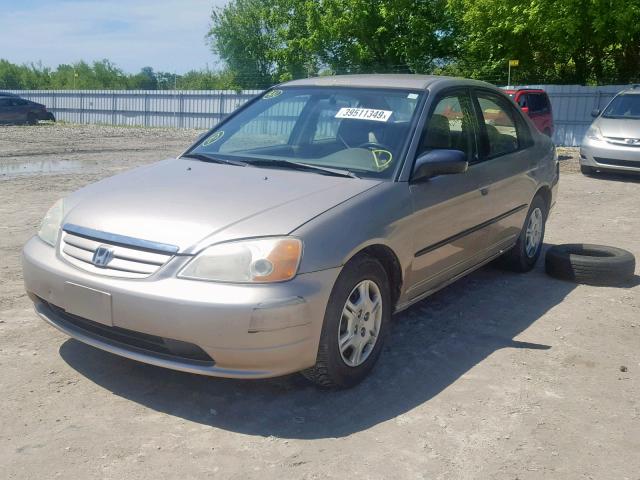 2HGES16482H929871 - 2002 HONDA CIVIC DX BEIGE photo 2