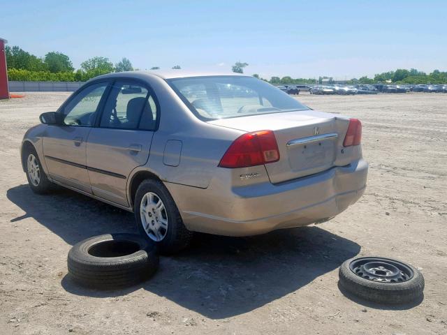 2HGES16482H929871 - 2002 HONDA CIVIC DX BEIGE photo 3