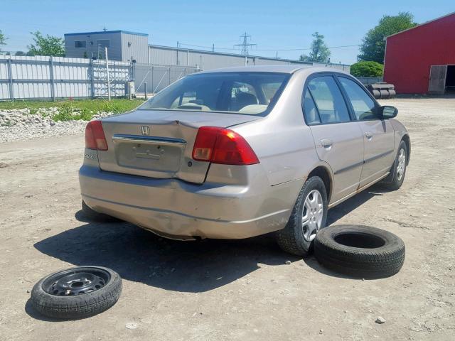 2HGES16482H929871 - 2002 HONDA CIVIC DX BEIGE photo 4