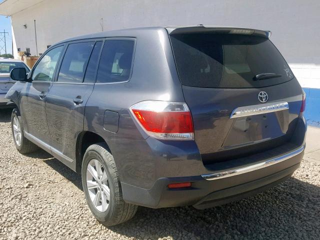 5TDZA3EHXCS031021 - 2012 TOYOTA HIGHLANDER GRAY photo 3