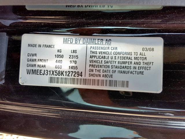 WMEEJ31X58K127294 - 2008 SMART FORTWO PAS 红色 照片 10