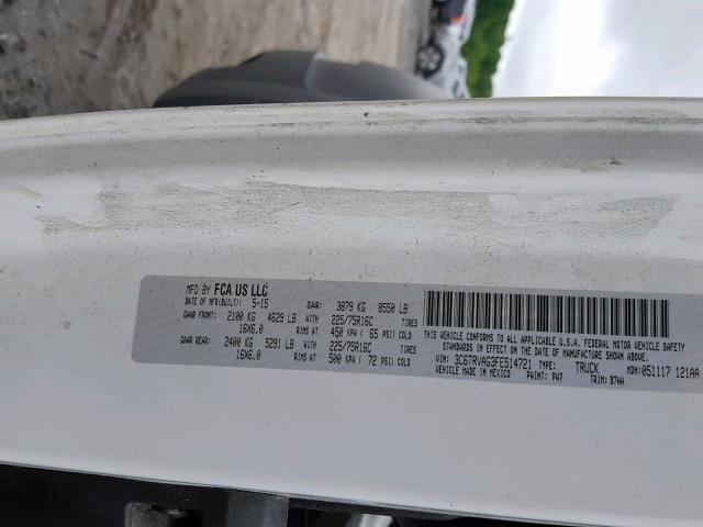 3C6TRVAG3FE514721 - 2015 RAM PROMASTER 白色 照片 10