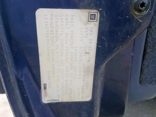 1G3AG55M7R6355802 - 1994 OLDSMOBILE CUTLASS CI Mavi foto 10