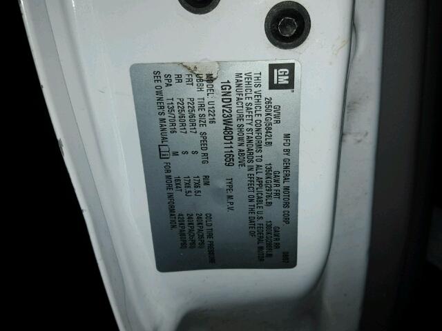 1GNDV23W48D111659 - 2008 CHEVROLET UPLANDER L 白色 照片 10