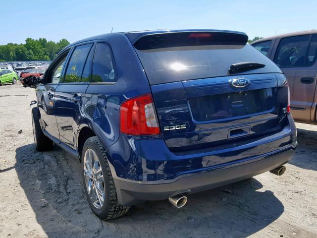 2FMDK4JC2CBA76748 - 2012 FORD EDGE SEL BLUE photo 3