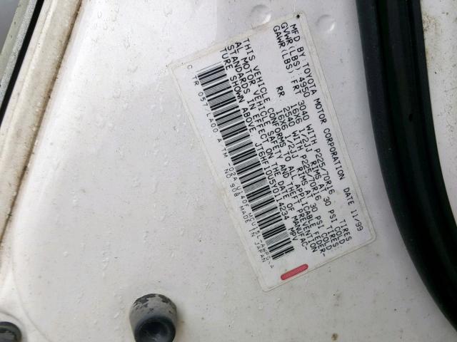 JT6HF10U5Y0114234 - 2000 LEXUS RX 300 WHITE photo 10